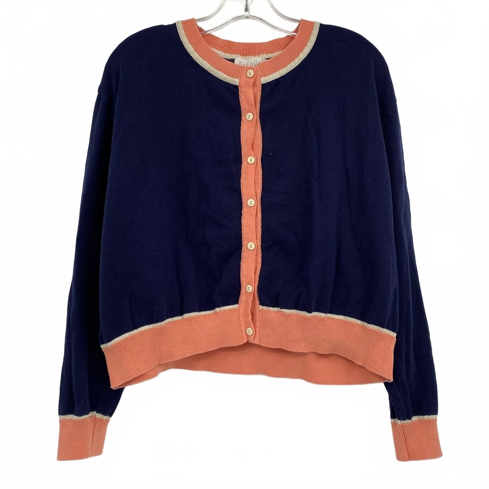 Palava Navy Pink Tiger Embroidered Cardigan | Women’s Plus 2X